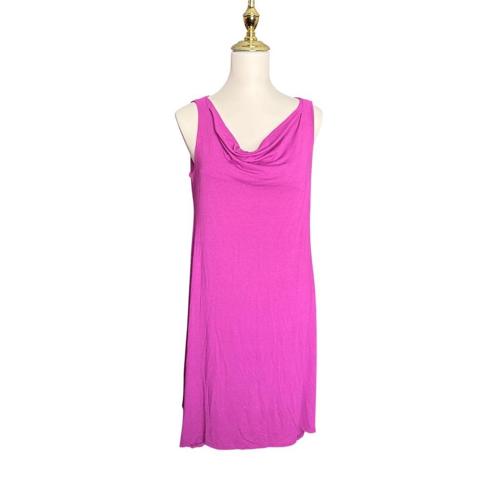 Eileen Fisher Womens Magenta‎ Purple Cowl Neck Sleeveless Shift Dress S 53VF